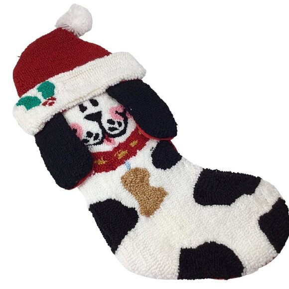 Rug Hook Hooked Dalmatian Dog Puppy Christmas Stocking 3D Latch Hook Plush - Picture 3 of 8